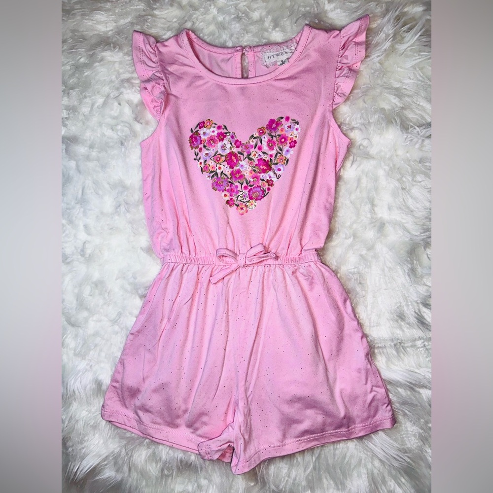 btween Pink Floral Heart Romper